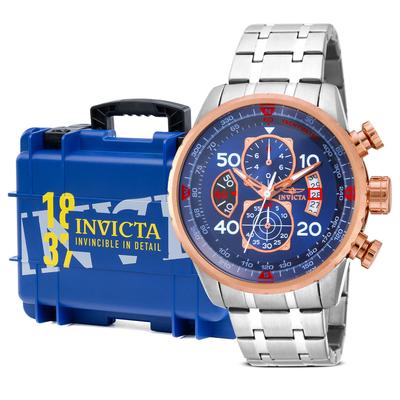 Invicta Aviator Men's Bundle - 48mm Steel with Invicta 8-Slot Impact Watch Case Blue (B-17203-DC8-1837BU)