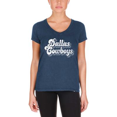 Women's New Era Navy Dallas Cowboys Enzyme Wash Low V-Neck T-Shirt