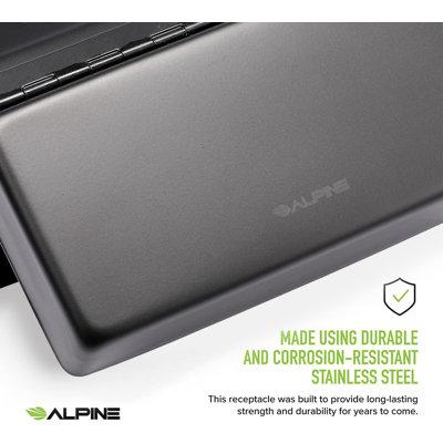 Alpine Industries Sanitary Napkin/Tampon Receptacle, Stainless Steel | 10 H x 7.55 W x 3.74 D in | Wayfair 451-SSB-BLK-MK
