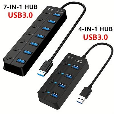 7-port Usb 3.0 : High-speed Data Transfer & Long Cable For Pc Accessories