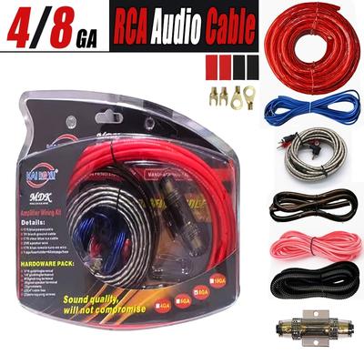 8pcs 4 Gauge/8 Gauge Amp Wiring Kit, Car Audio Rca Cable Amp Wiring Kit, Amp Kit With Amplifier Installation Wiring True Spec And Soft Touch Wire