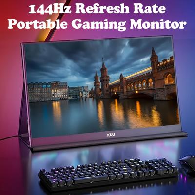 Kuu 16.1'' 144hz Portable Gaming Monitor For Laptop, 1080p Fhd Ips Screen With Hdr, 1200:1 Freesync, Ultra Slim & Eye Care, Travel Monitor External Screen For Laptop, Hdtv Pc, Ps5,