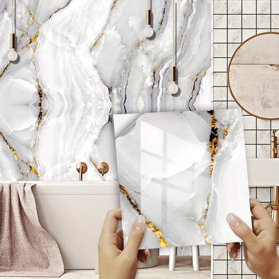 10pcs/set Crystal Hard Piece Marble Tile Stickers, Home Renovation And Renovation Kitchen And Bathroom Decoration, Removable Wall Stickers, Room Decor