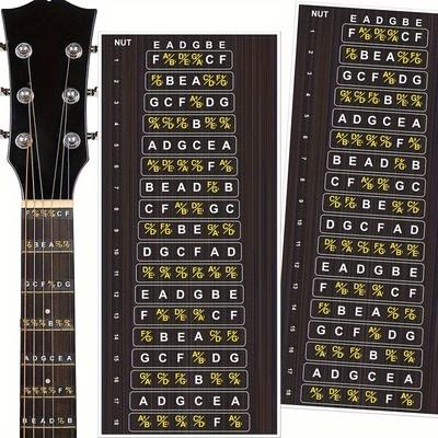 1pc Guitar Fretboard Stickers Folk Guitar Fretboard Stickers Electric Guitar Scale Chart Acoustic Guitar Scale Stickers