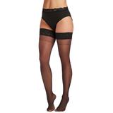 Plus Size Women's Silky Sheer Lace Top Thigh High Stockings by MeMoi in Black (Size 1X-2X)