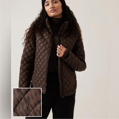 Athleta Jackets & Coats | Athleta Whisper Featherless Puffer Jacket Cording Texture Brown 2022 Size Medium | Color: Brown | Size: M