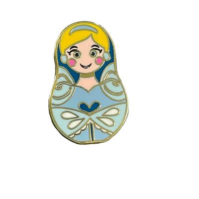 Disney Jewelry | Cinderella Disney Princess Trading Pin Russian Nesting Doll Brooch Jewelry Badge | Color: Blue/Yellow | Size: Os