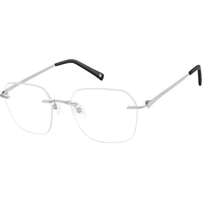 Zenni Lightweight Rimless Prescription Glasses Silver Titanium Frame