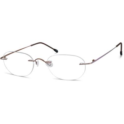 Zenni Lightweight Rectangle Rimless Prescription Glasses Brown Titanium Frame