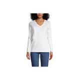 Women's Relaxed Supima Cotton Long Sleeve V-Neck T-Shirt - Lands' End - White - M