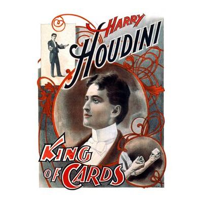 Buyenlarge Harry Houdini, King of Cards Vintage Advertisement on Wrapped Canvas & Fabric in White, Size 36.0 H x 24.0 W x 0.75 D in | Wayfair