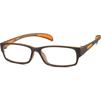 Zenni Rectangle Prescription Glasses Brown flexible Plastic Full Rim Frame
