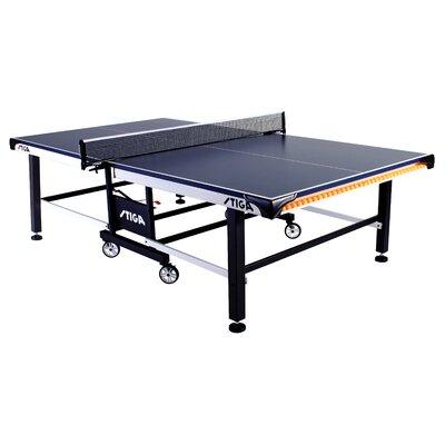 Stiga STS 520 Regulation Size Foldable Indoor Table Tennis Table (25mm Thick) Wood/Steel Legs in Blue/Brown/Gray, Size 56.5 W x 108.0 D in | Wayfair