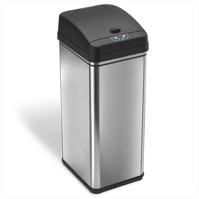 iTouchless Deodorizer 13-gallon Stainless Steel Touchless Trash Can With Carbon Filter Technology, Grey