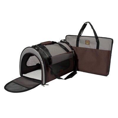 Unison Pet Supplies "The Dome" Folding Pet Carrier Polyester in Gray/Brown, Size 11.5 H x 11.5 W x 17.5 D in | Wayfair 2101-Grey/Brown-L