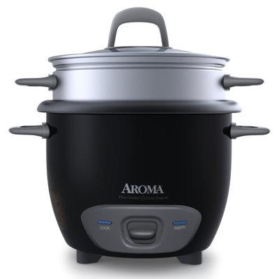 Aroma Rice Cooker & Food Steamer Plastic in Black | 8.9 H x 8.9 W x 8.9 D in | Wayfair ARC-743-1NGB