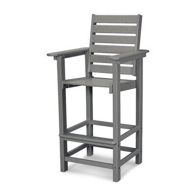 POLYWOOD® Captain Outdoor Bar Chair Plastic in Gray | 49.25 H x 24.25 W x 26 D in | Wayfair CCB30GY