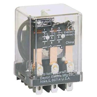 DAYTON 5X841 General Purpose Relay, 120V AC Coil Volts, Square, 11 Pin, 3PDT