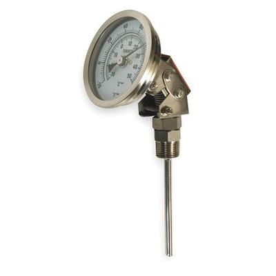 ZORO SELECT 1NGA4 Bimetal Thermom, 3 In Dial, -20 to 120F, Connection Location: