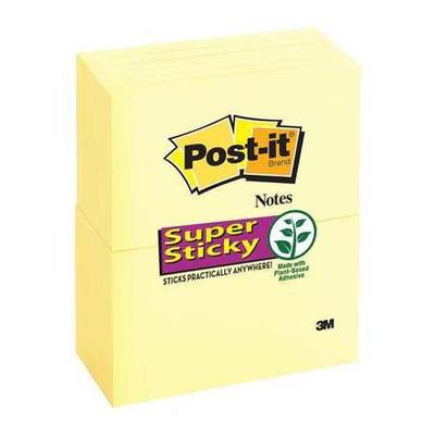 POST-IT 655-12SSCY Super Sticky Notes,3x5 In.,Yellow,PK12