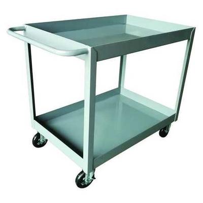 ZORO SELECT 2GMH6 Utility Cart with Deep Lipped Metal Shelves, Steel, Flat, 2