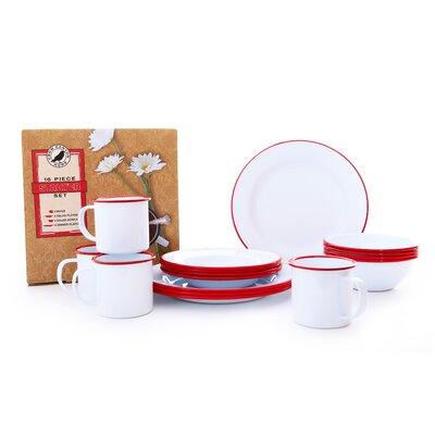 Crow Canyon Home Vintage 16 Piece Dinnerware Set, Service for 4 Enamelware Ceramic in Red | Wayfair VSSRED