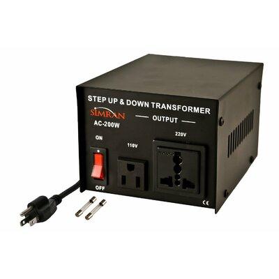 Simran Step Up/Down Voltage 200W Electronic Transformer | 3.5 H x 3.62 W x 5 D in | Wayfair AC 200