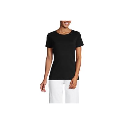 Women's Tall Cotton Rib Short Sleeve Crewneck T-shirt - Lands' End - Black - XL