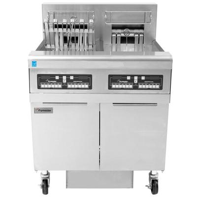 Frymaster FPRE214TC-SD High Efficiency Electric Floor Fryer with (2) 50 lb. Full Frypots and CM3.5 Controls - 240V, 3 Phase, 14kW