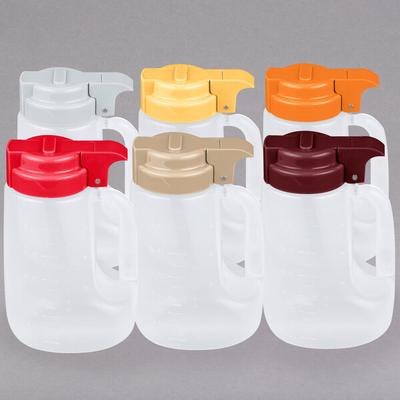 Tablecraft PP32A Option 32 oz. Dispensers with Assorted Tops - 6/Pack