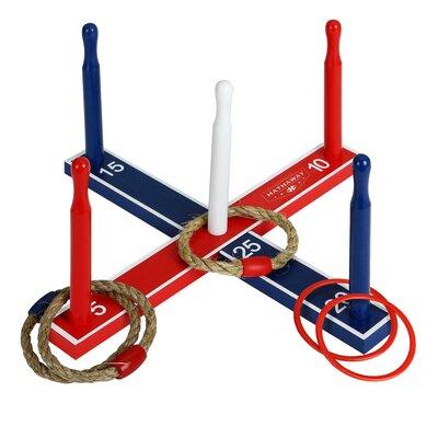 Hathaway Games Ring Toss Game Set Solid Wood in Blue/Brown/Red | 8.7 H x 16.5 W x 16.5 D in | Wayfair BG3144