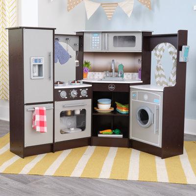 KidKraft Ultimate Corner Play Kitchen w/ Lights & Sounds, Espresso Plastic/Manufactured Wood/Solid Wood in Brown, Size 36.75 H x 42.5 W x 32.5 D in