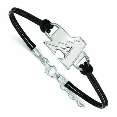 "Women's Arizona Diamondbacks Sterling Silver Small Center Leather Bracelet"