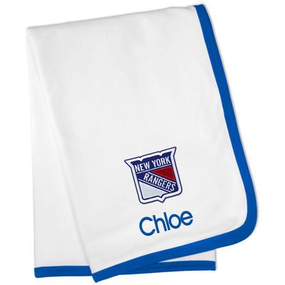 White New York Rangers Personalized Baby Blanket