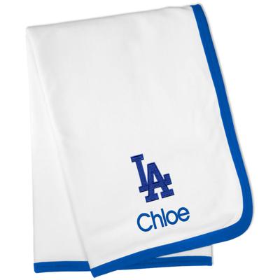 White Los Angeles Dodgers Personalized Baby Blanket
