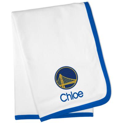 White Golden State Warriors Personalized Baby Blanket