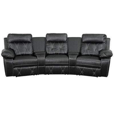 Latitude Run® 3 Seat Reclining Leather Home Theater Sofa Polyester/Genuine Leather in Brown, Size 40.0 H x 117.0 W x 66.0 D in LATT7068 38560869
