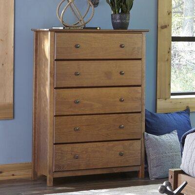 Grain Wood Furniture Shaker 5 Drawer 34  W Solid Wood Chest Wood in Brown, Size 49.5 H x 34.0 W x 18.0 D in | Wayfair SH0704