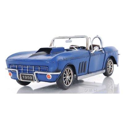 Old Modern Handicrafts Chevrolet Corvette Car Model Metal in Blue/White, Size 4.5 H x 18.0 W x 6.0 D in | Wayfair AJ039