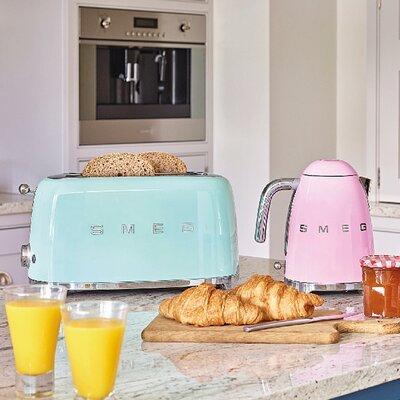 SMEG 50's Retro Style Aesthetic 4 Slice Toaster Stainless Steel | 8.46 H x 16.14 W x 7.6 D in | Wayfair TSF02PGUS