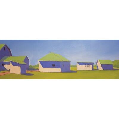 East Urban Home 'Sunny Outlook' Painting Print on Canvas in Green/Indigo | 12 H x 18 W x 0.75 D in | Wayfair ESUR6166 37448433