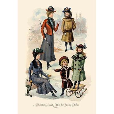 Buyenlarge 'Midwinter Street Attire for Young Folks' Vintage Advertisement in Gray/Green | 36 H x 24 W x 1.5 D in | Wayfair 0-587-13402-xC2436