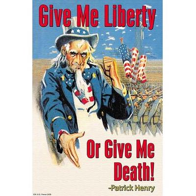 Buyenlarge 'Give Me Liberty' by Wilbur Pierce Vintage Advertisement in Blue/Red | 36 H x 24 W x 1.5 D in | Wayfair 0-587-22690-0C2436