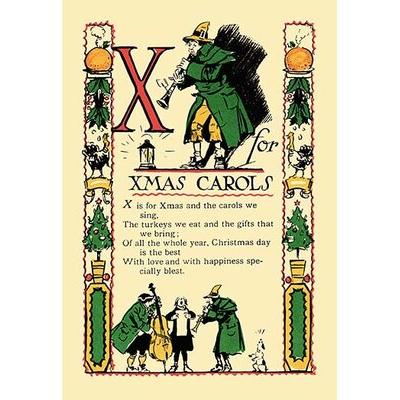 Buyenlarge X for X-Mas Carols by Tony Sarge Vintage Advertisement Paper in Green | 36 H x 24 W x 1.5 D in | Wayfair 0-587-07444-2C2436