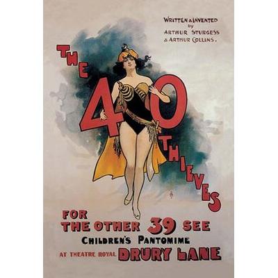 Buyenlarge The 40 Thieves - for the Other 39 See Children's Pantomime Vintage Advertisement in Gray | 36 H x 24 W x 1.5 D in | Wayfair