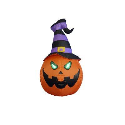 BZB Goods Pumpkin w/ Witch Hat Decoration Polyester in Gray/Orange | 48 H x 27.5 W x 27.6 D in | Wayfair 200275
