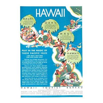 Buyenlarge 'Hawaii' by 'Hawaii' Tourist Bureau Vintage Advertisement Canvas in Blue | 42 H x 28 W x 1.5 D in | Wayfair 0-587-31290-4C2842