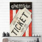 Ivy Bronx Movie Ticket - Wrapped Canvas Print Canvas & Fabric in Red, Size 30.0 H x 18.0 W in | Wayfair IVYB4358 39985795