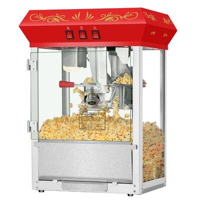Superior Popcorn Company 8 Oz. Movie Night Tabletop Popcorn Popper Machine, Stainless Steel in Red, Size 24.75 H x 17.5 W x 20.5 D in | Wayfair