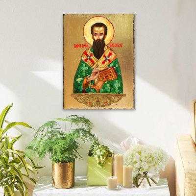 G Debrekht Inspirational Icon Saint Basil Painting Wood in Brown | 8 H x 6 W x 1.5 D in | Wayfair 85053-08